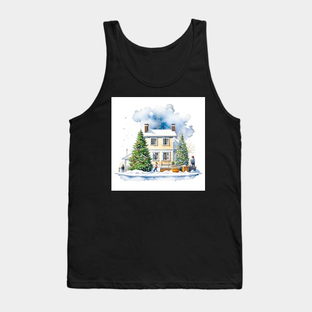 Winter Home Scene - Christmas Tank Top by Oldetimemercan